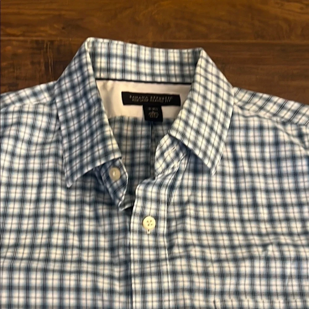 Banana Republic Blue and White Casual Button Down Shirt Sz. L 16-16 1/2